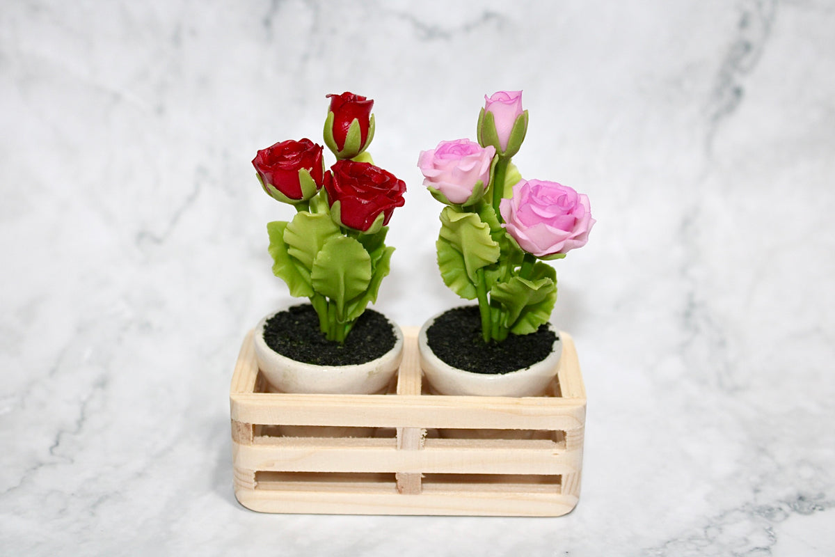 Mini Red Rose in Ceramic Pot – Wanna Crafts